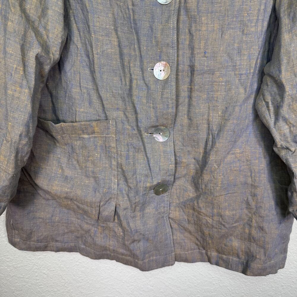 B Hadikusumo Jacket Womens One Size Lagenlook Linen Hooded Button Front - Picture 6 of 12